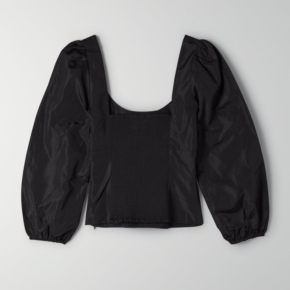 BNWT Wilfred serenade taffeta puffy blouse black m - Picture 4 of 9